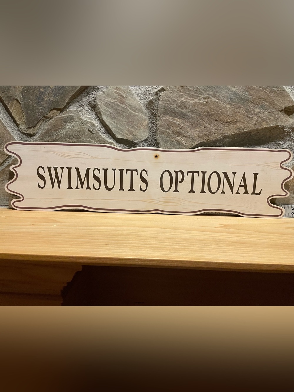 Vintage Wooden ‘Swimsuits Optional’ sign